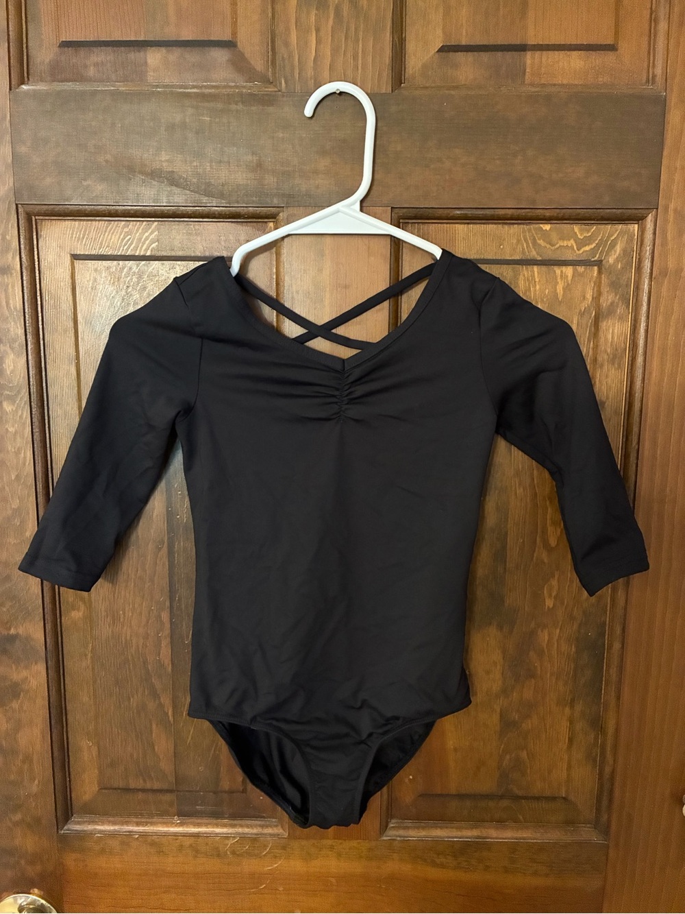 Black Kids One-Piece Bodysuit with Crisscross Back Straps Dance